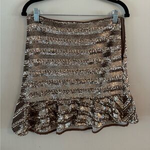 Express Glittering Brown Mini Skirt